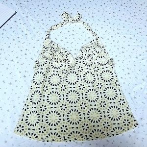 J.Crew Cream Geometric Halter Top Swimwear S